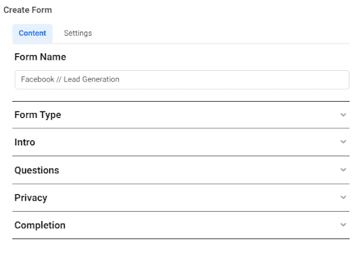 Lead Generation - Facebook Forms