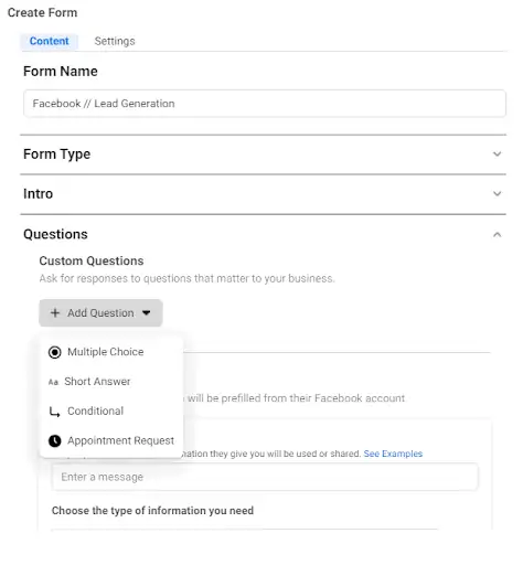 - digital marketing for growing businesses by honeypot marketing Lead Generation - Facebook Forms