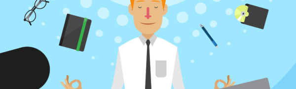 vector image of business man meditating