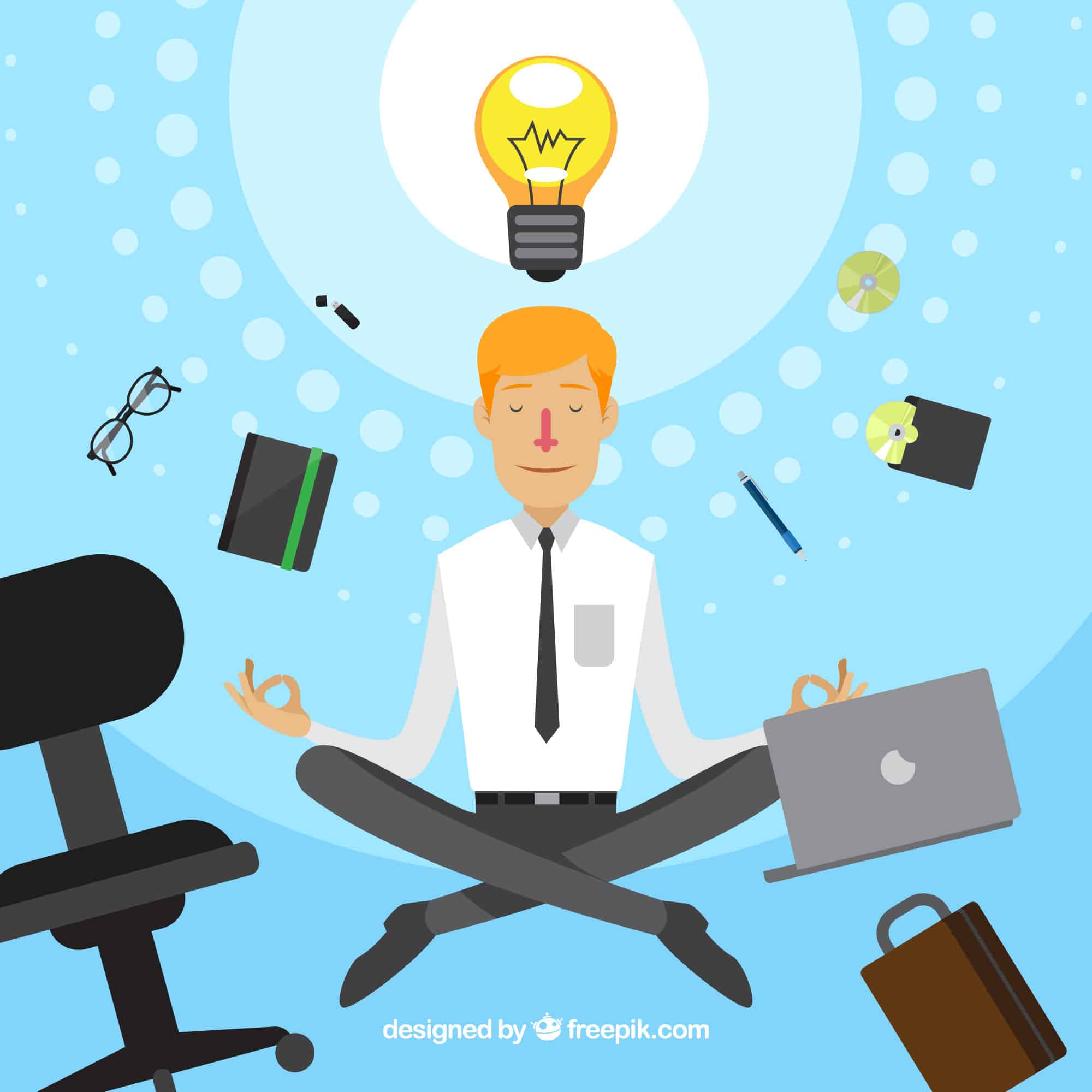 vector image of business man meditating