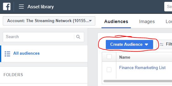 "Create New Audience" button pictured in the Facebook Ad Manager screen.