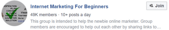 internet marketing for beginners facebook group