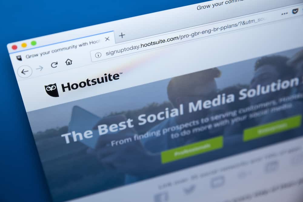 Hootsuite screen for social media analytics
