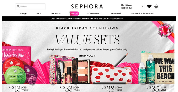 Image showing an example of Sephora cosmetics bundles.