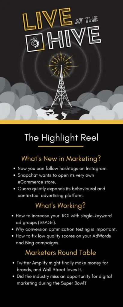 Live at the Hive Episode 13 summary, marketing startup podcast.