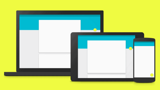 google's material design show on laptop, tablet, and mobile smartphone