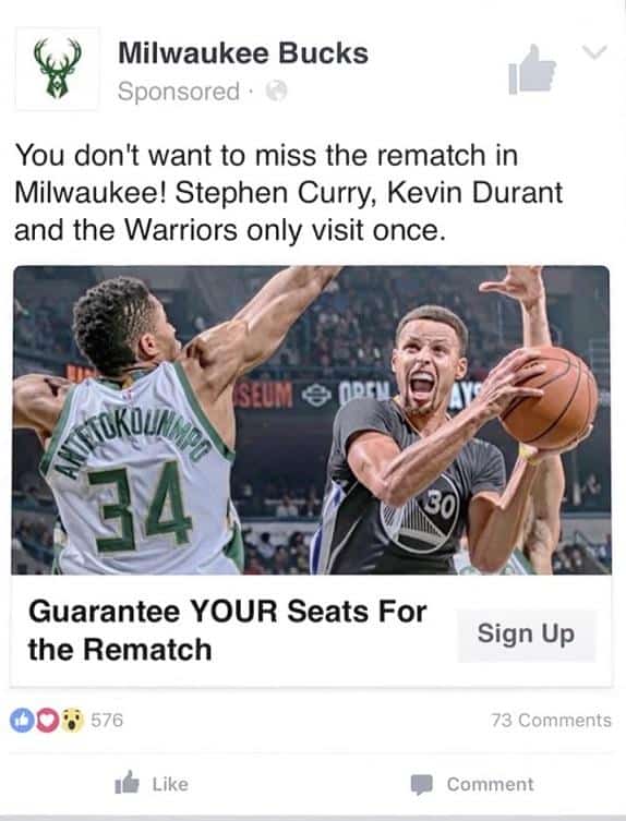 Milwaukee Bucks ad showing 2 players, with the headline, 