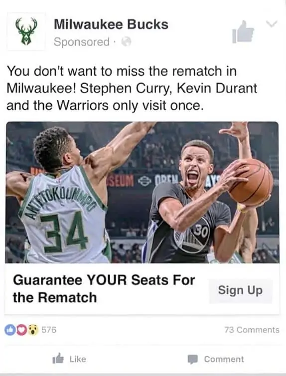 - digital marketing for growing businesses by honeypot marketing Milwaukee Bucks ad showing 2 players, with the headline,