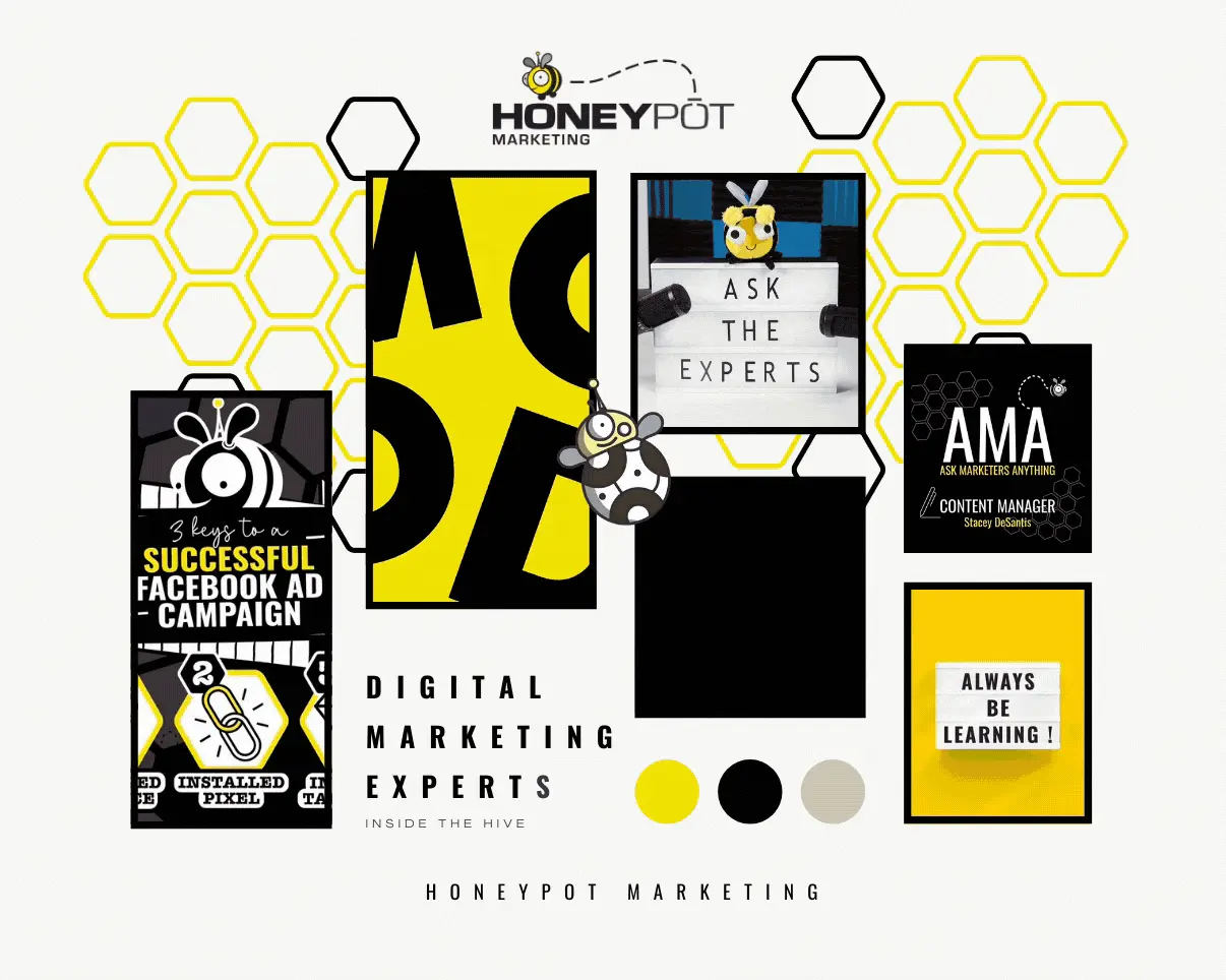 - digital marketing for growing businesses by honeypot marketing Honeypot Instagram mood board.