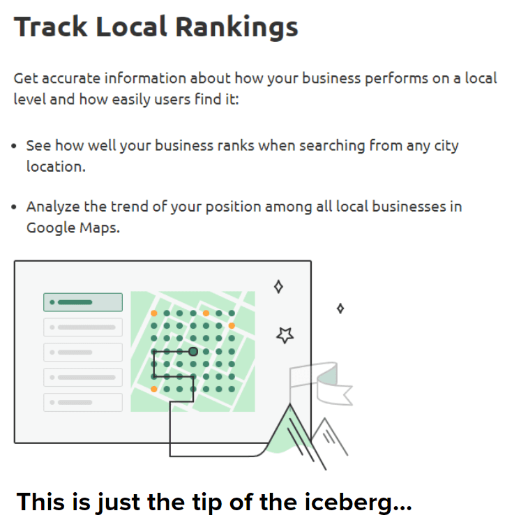 Screenshot of SEMRsuh local rankings feature.