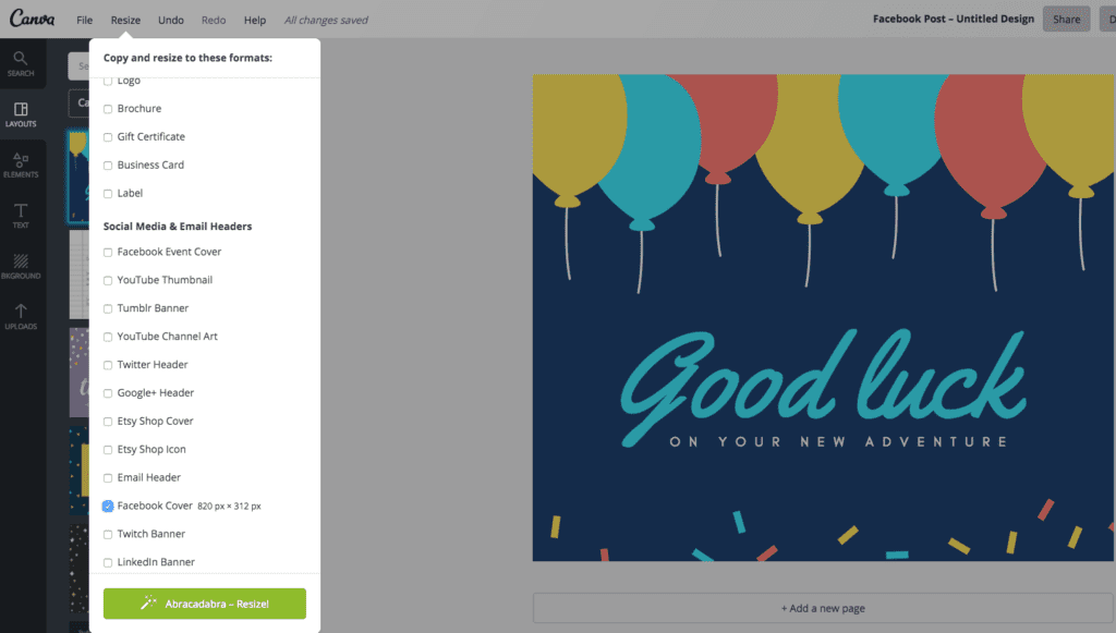 Canva review of magic resize options