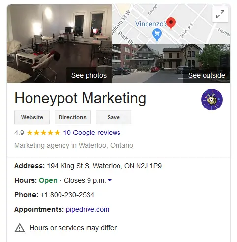 - digital marketing for growing businesses by honeypot marketing GMB listing for Honeypot Marketing