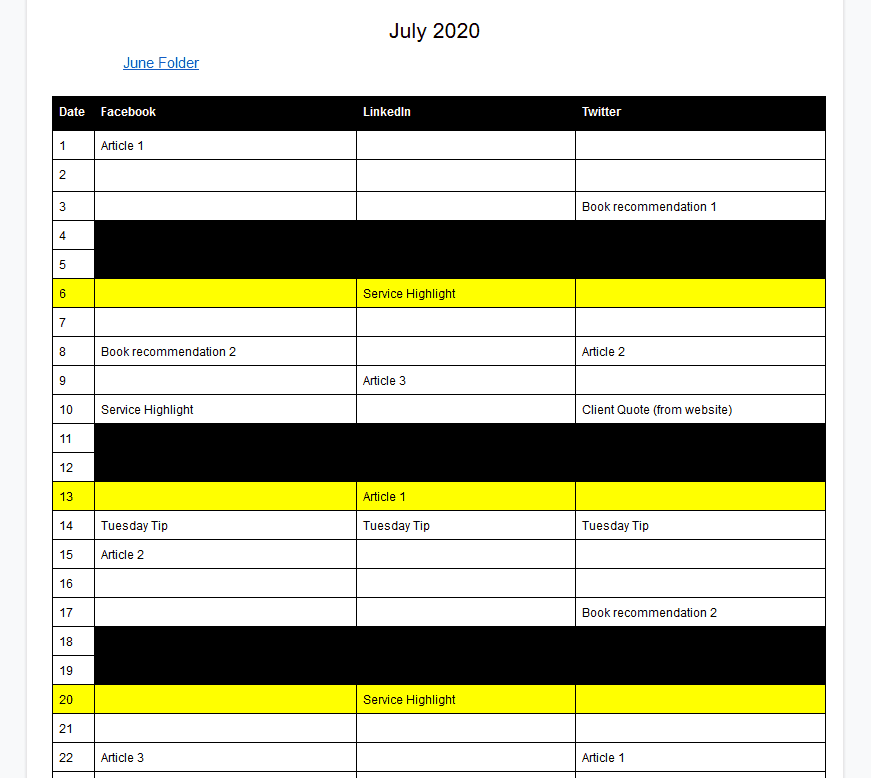 - digital marketing for growing businesses by honeypot marketing content calendar example