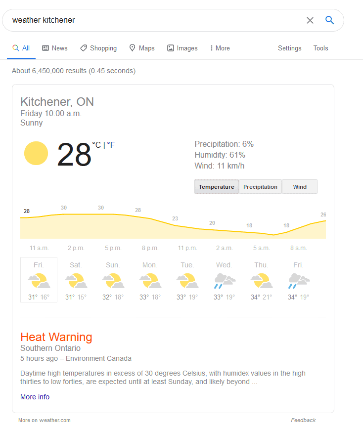 zero click search weather