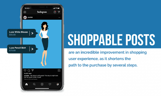 - marketing digital para empresas en crecimiento a través del honeypot marketing Image of phone with a woman on screen with purchase tags pointing at her clothing.