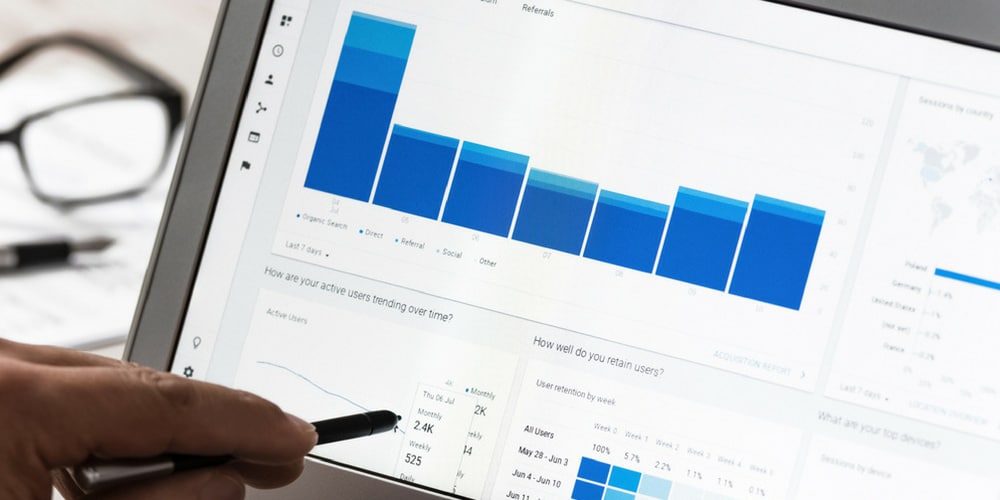 webinar analytics on a laptop screen.