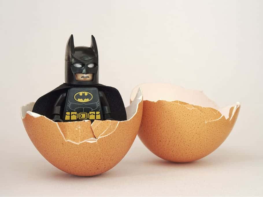lego batman hatching from an egg