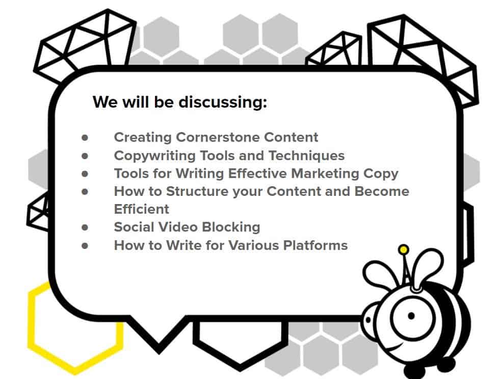 Branded image of blog summary with Benny bee and honeycombs.