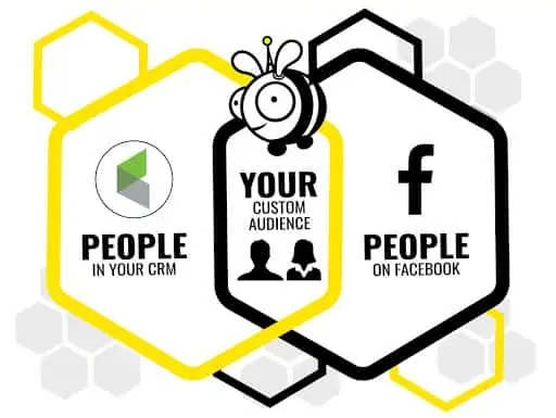 - digital marketing for growing businesses by honeypot marketing Honeypot branded graphic of where Facebook custom audiences come from.