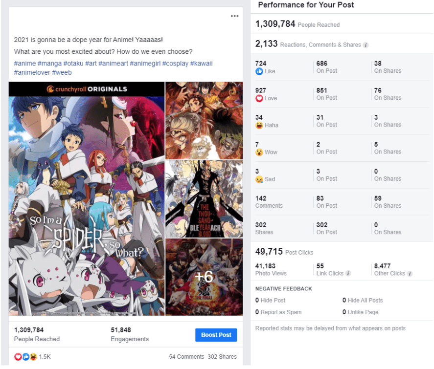 screenshot of a facebook post showing customer reactions.