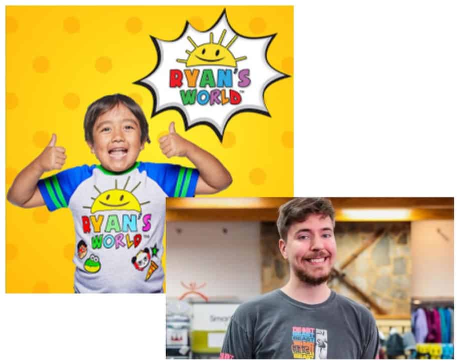 images of ryans-world and mr-beast