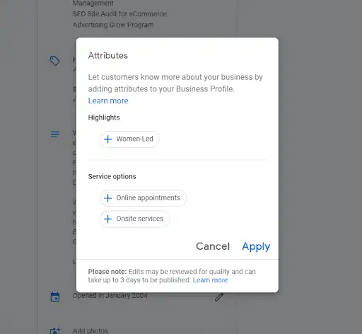 - digital marketing for growing businesses by honeypot marketing screenshot of gmb set up